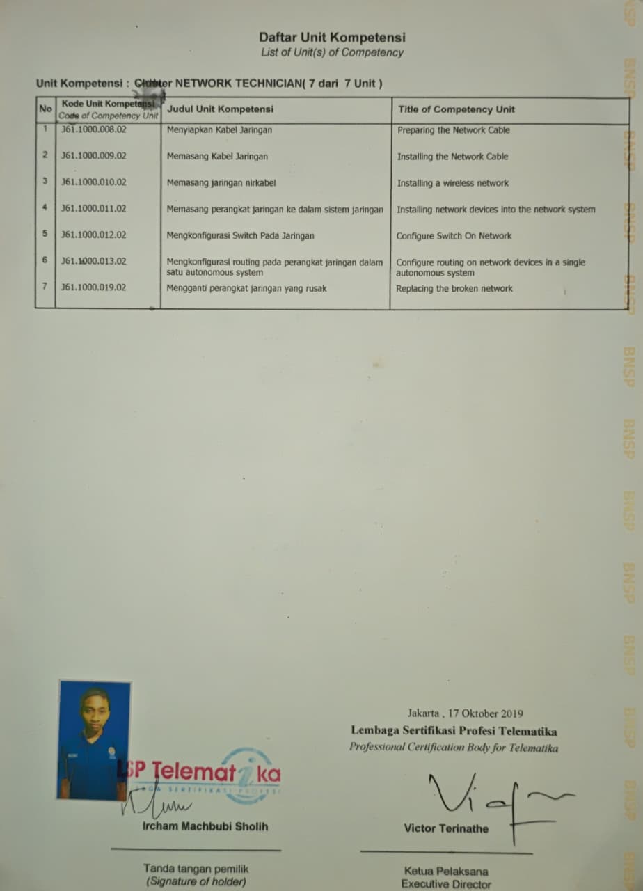 Detail Kompetensi BNSP