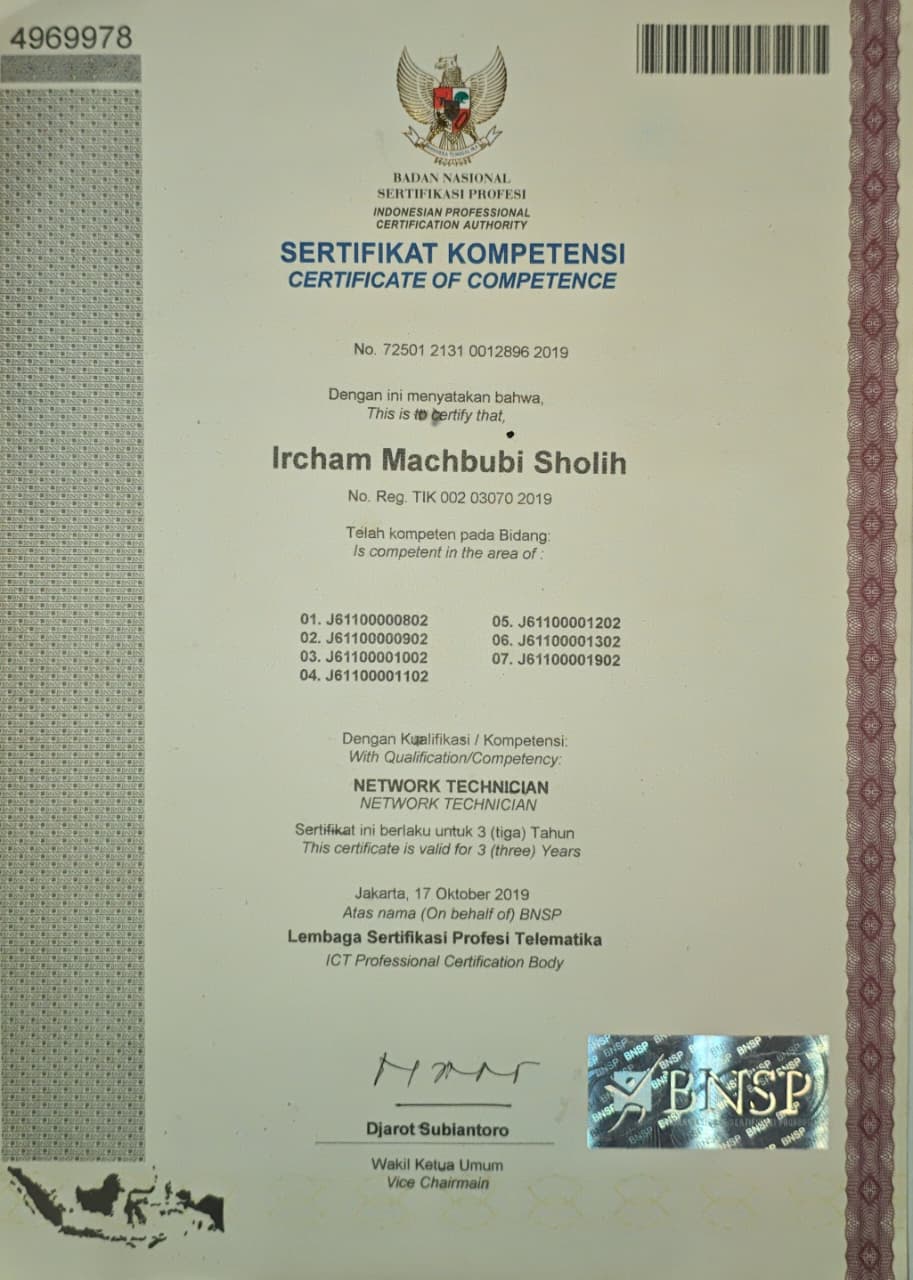 Sertifikat BNSP 2019